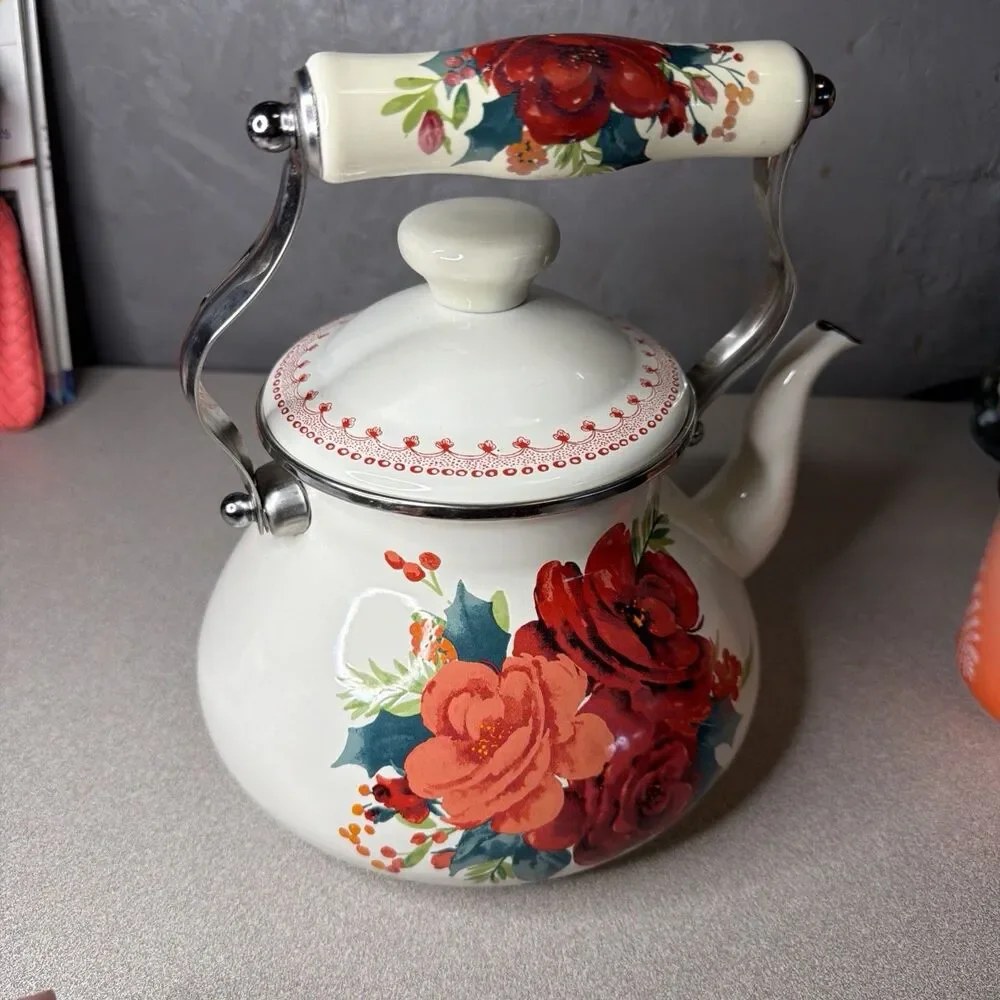 The Pioneer Woman Cheerful Rose Enamel Steel 1.9 Quart Tea Kettle (PLEASE READ)